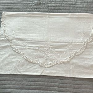 Vintage white embroidered pillow sham